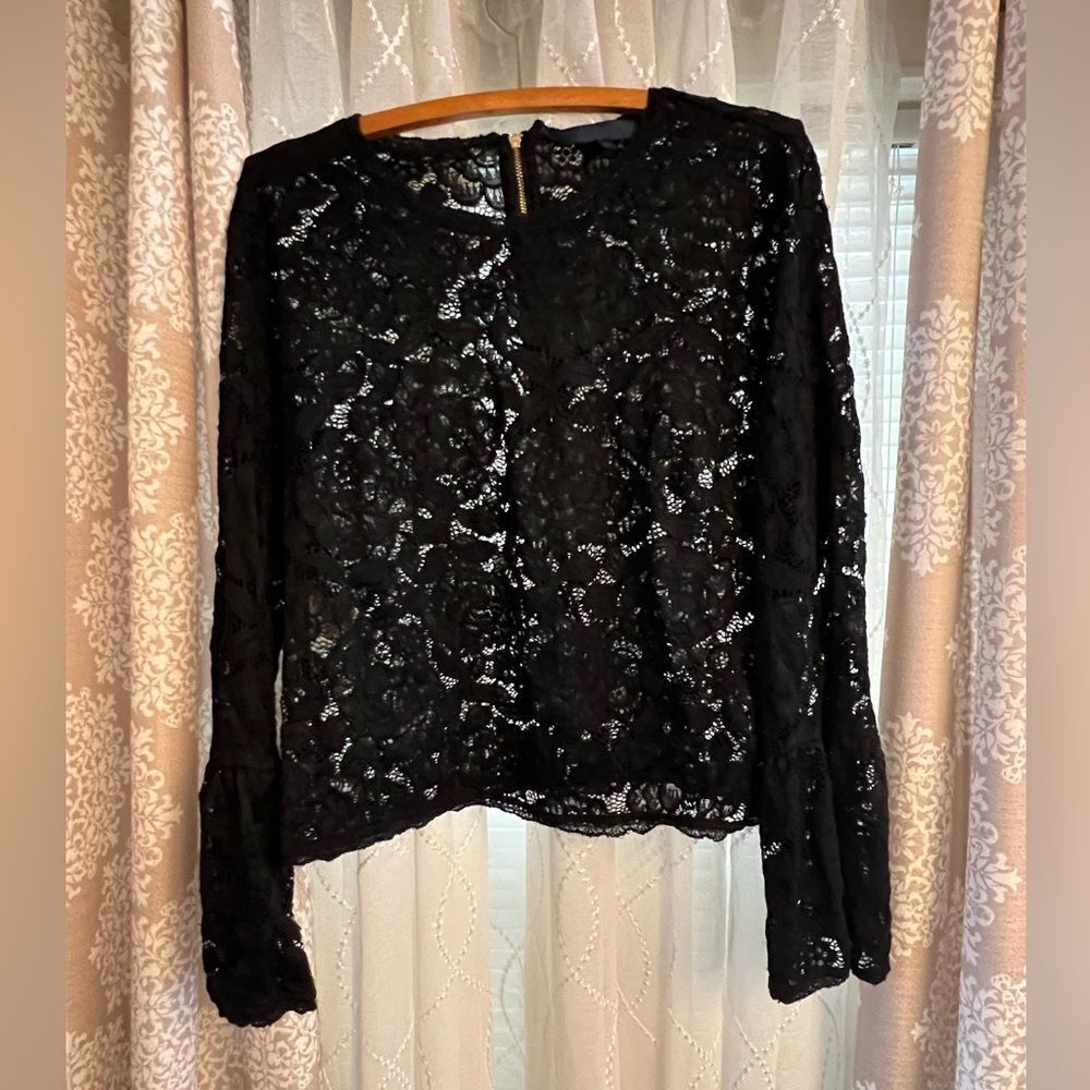 Rachel Black Lace Long Sleeve Top - Size XXL